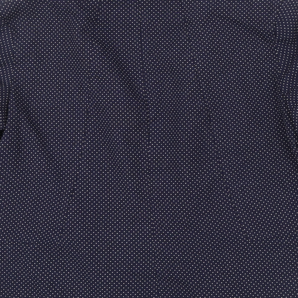 Wallis Womens Blue Polka Dot Jacket Size 14 - cream trim around sleeves