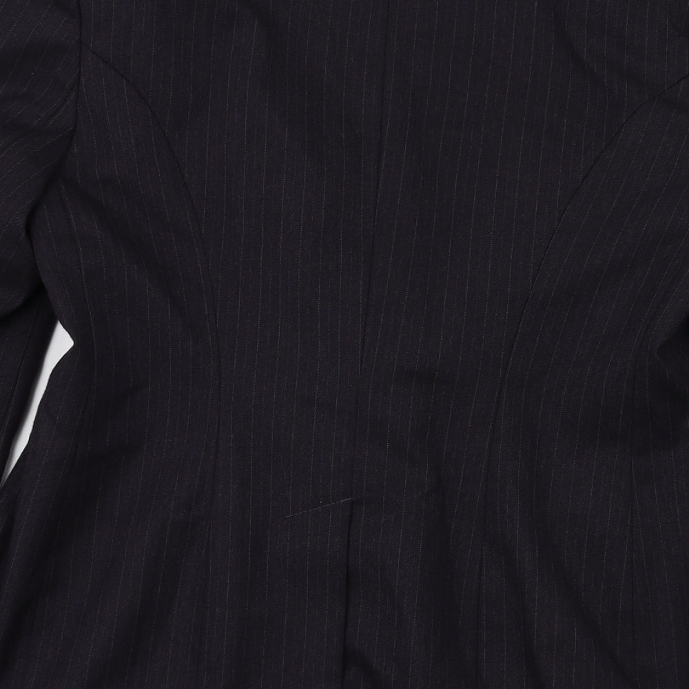 preworn Womens Purple Striped Jacket Blazer Size 14