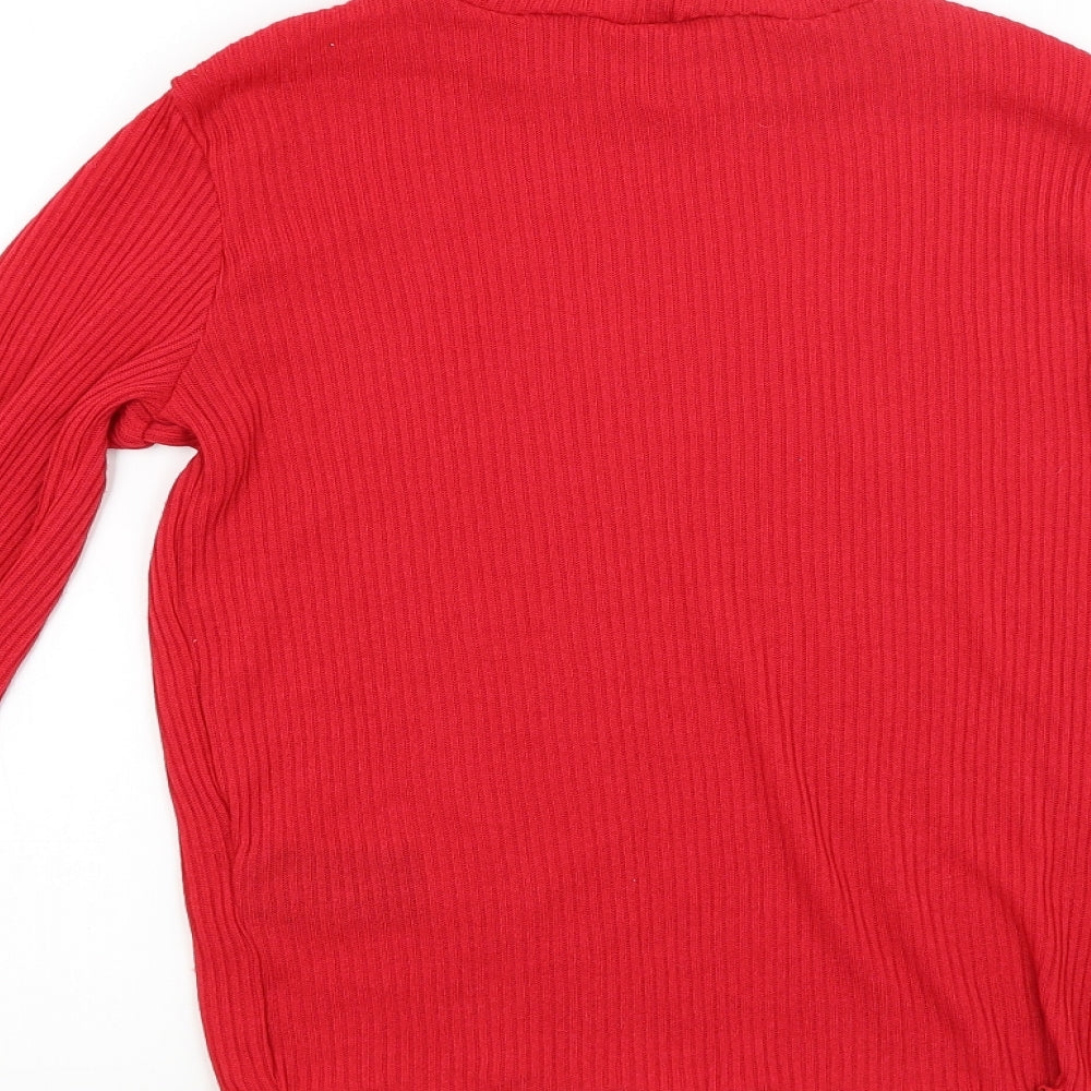 Divided Womens Red Knit Pullover Jumper Size M