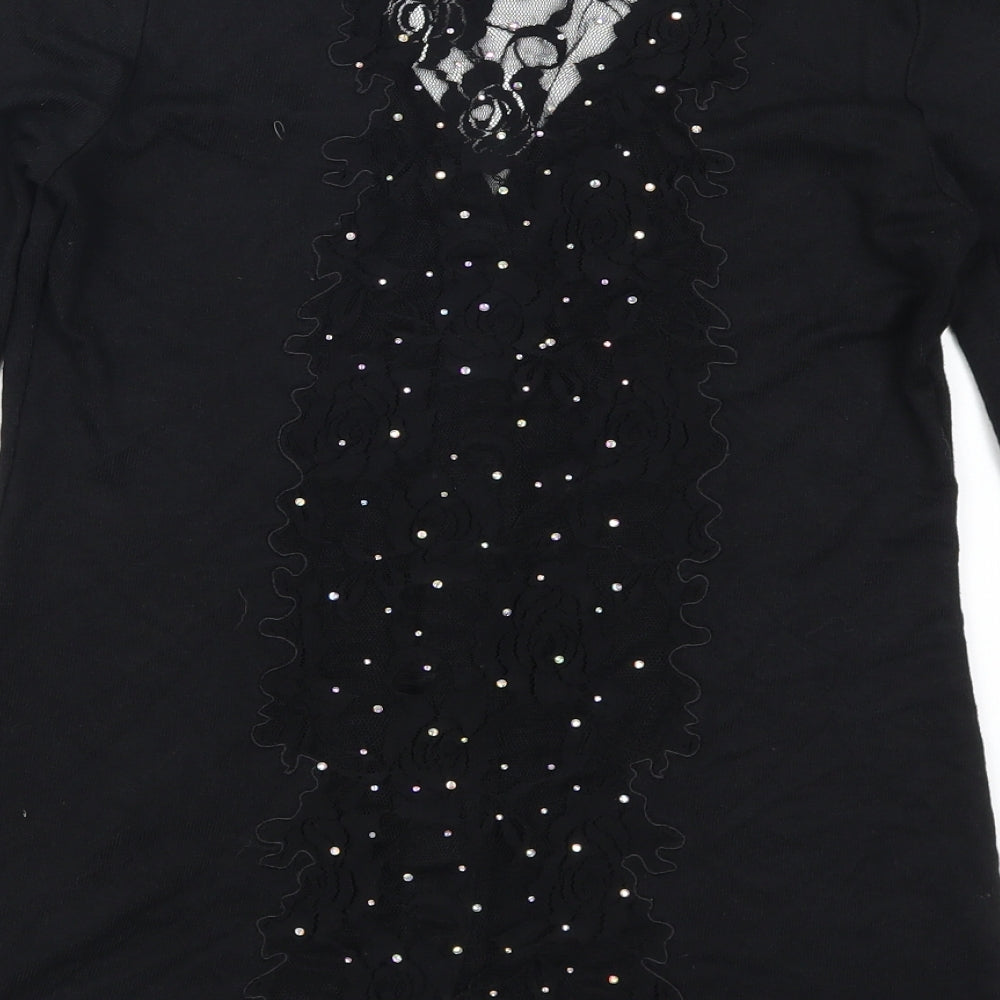 Redail Womens Black Lace Cardigan Jumper Size M