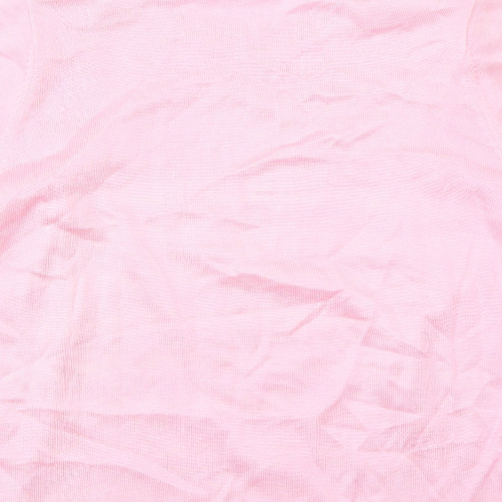 Fay Louise Womens Pink Striped Basic T-Shirt Size L