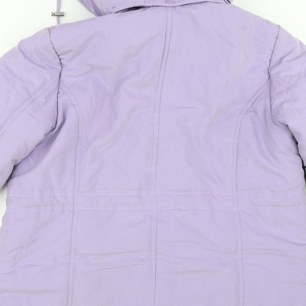 Amber Womens Purple Parka Coat Size 12