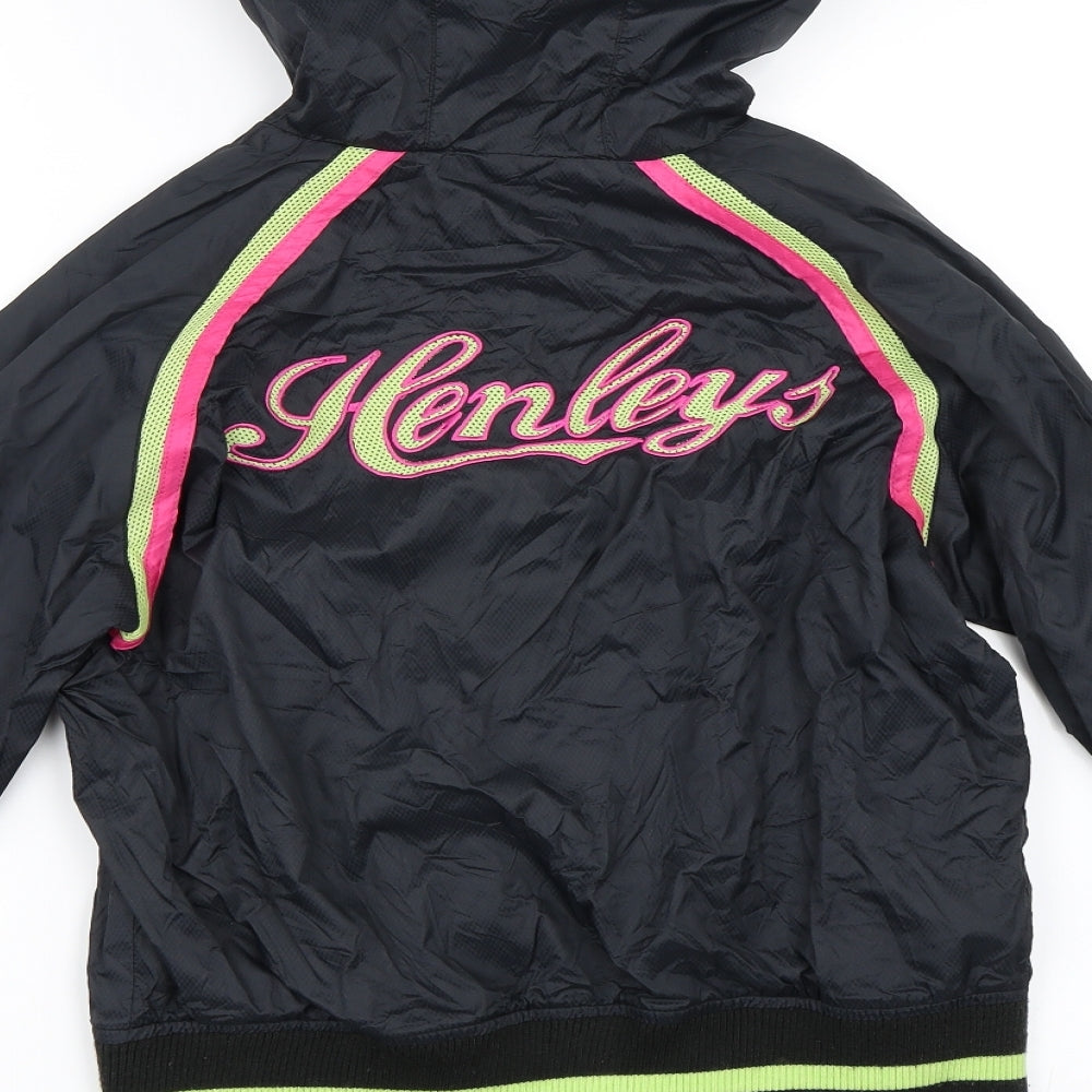 Henleys Womens Black Windbreaker Coat Size S