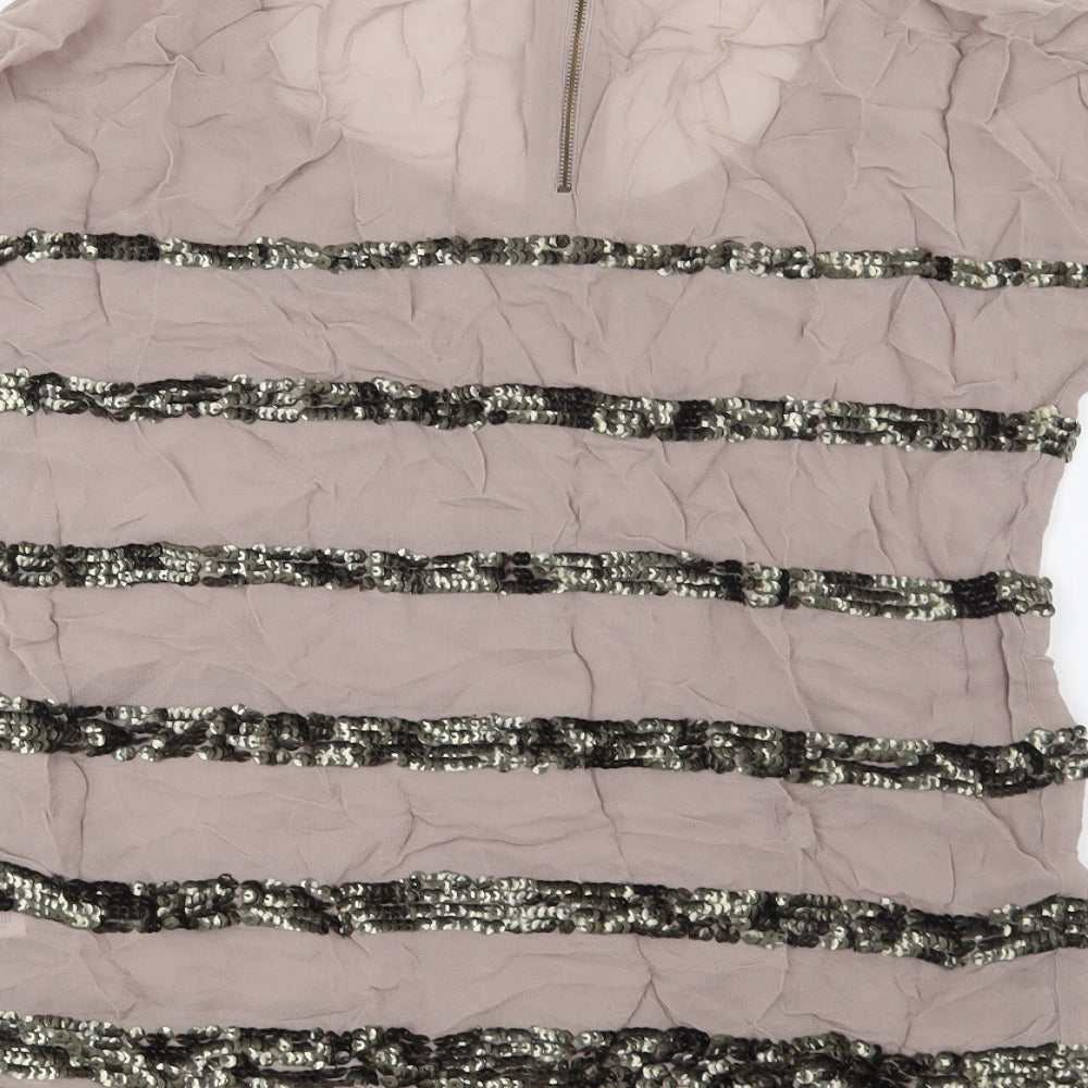 NEXT Womens Brown Striped Basic Blouse Size 10