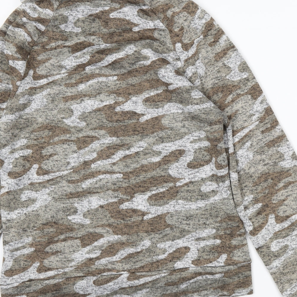 Derek Heart Womens Brown Camouflage Pullover Jumper Size M