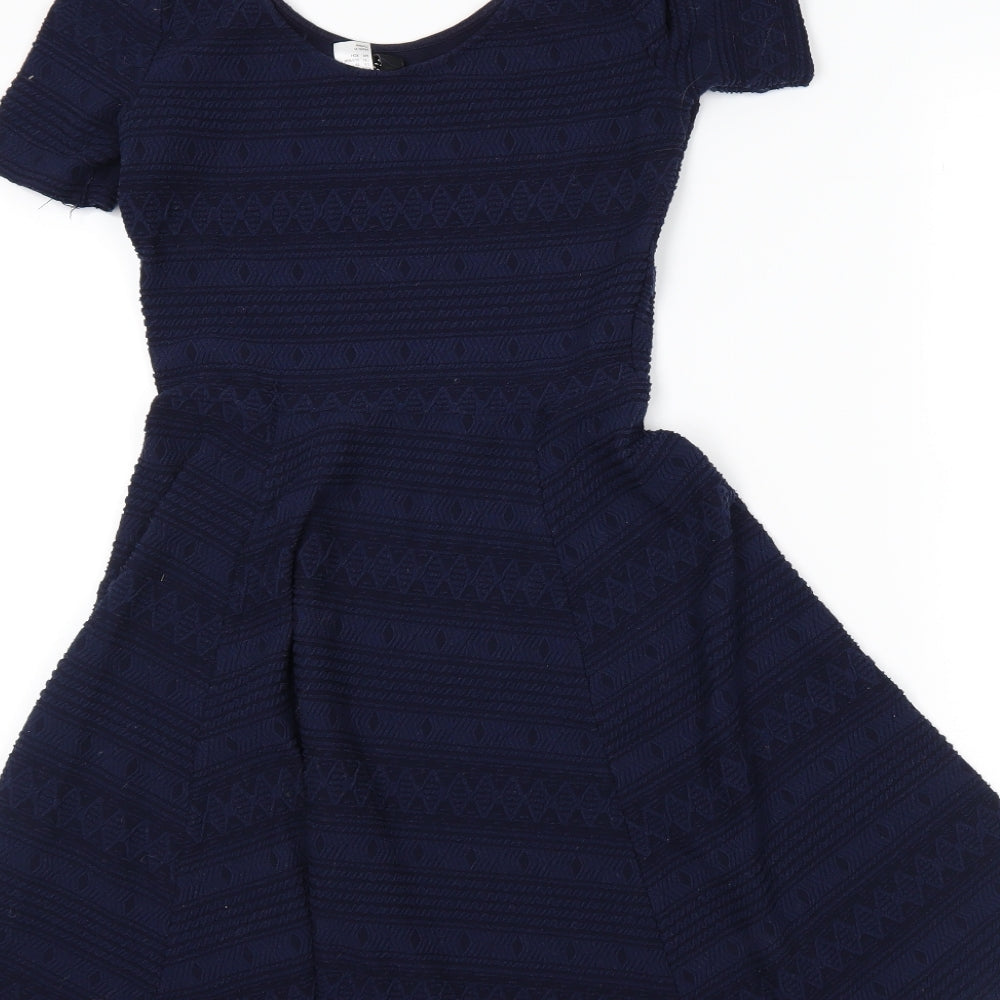 H&M Womens Blue Skater Dress Size XS