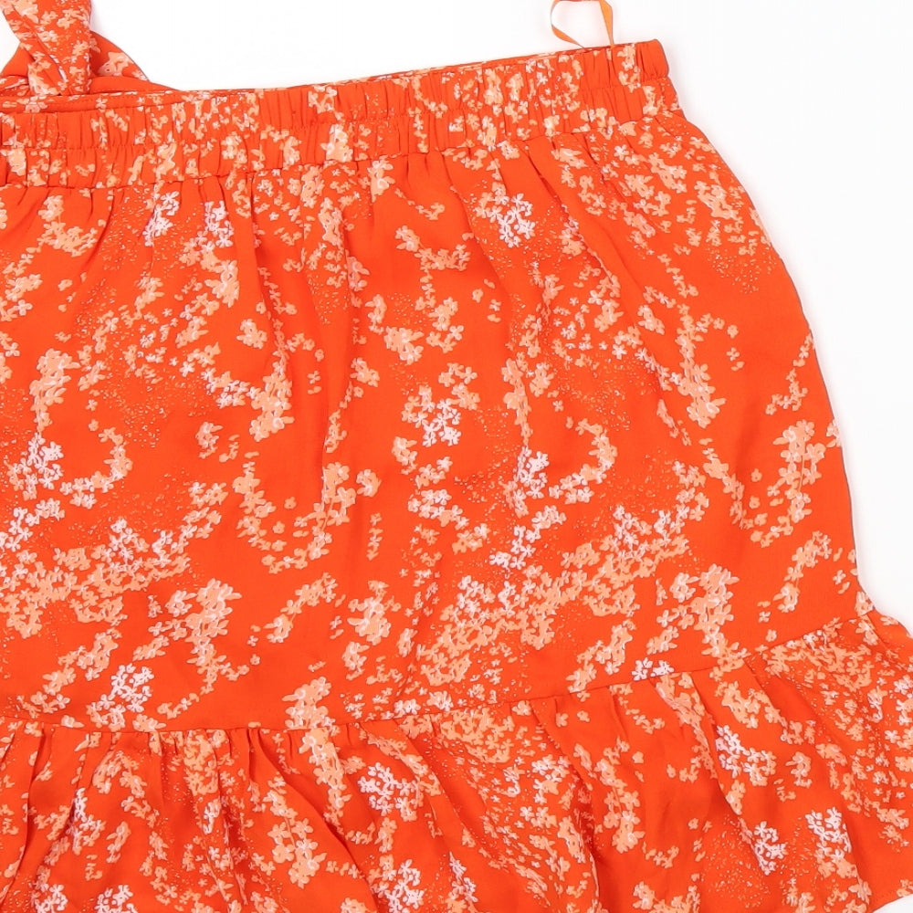 Soaked Womens Orange Floral Wrap Skirt Size S