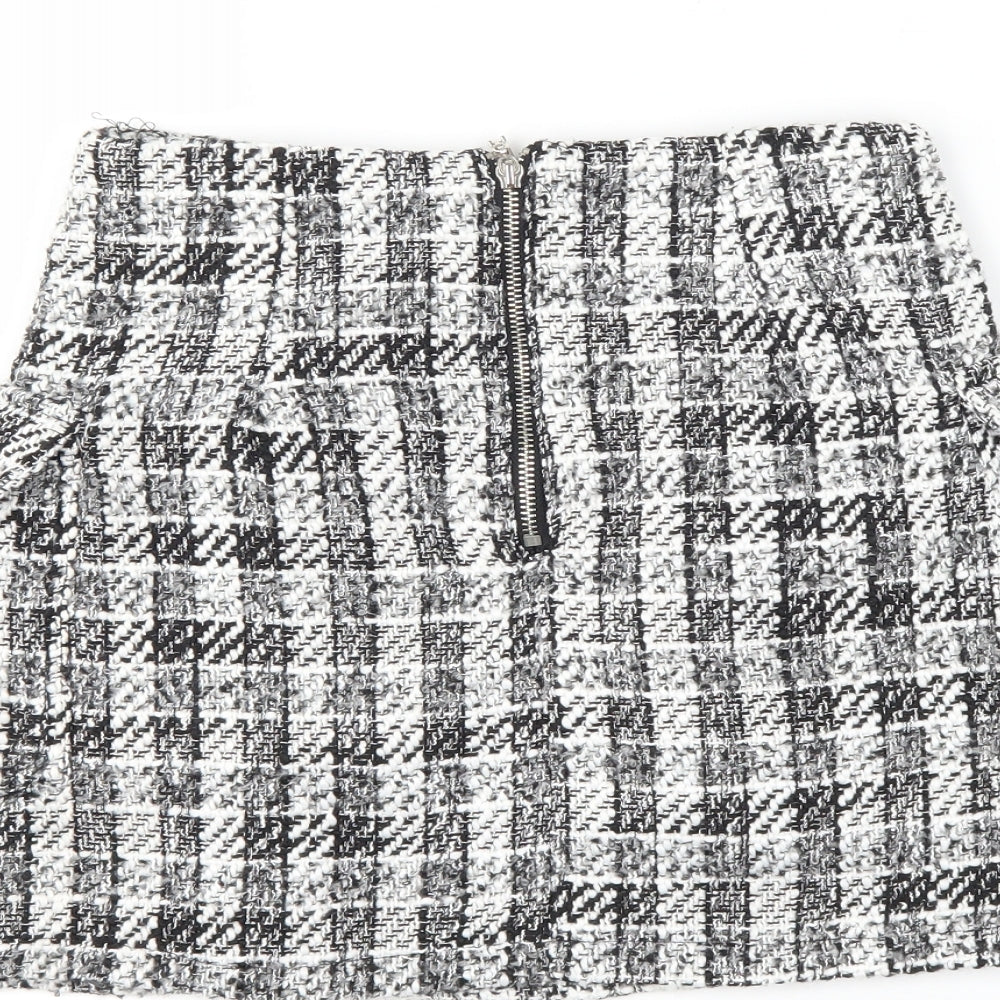 Preworn Womens Black Check A-Line Skirt Size 26 in