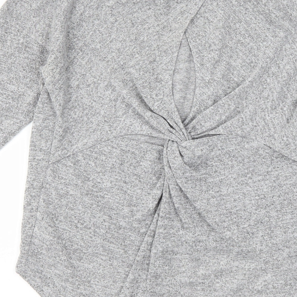 Miss Selfridge Womens Grey Pullover Jumper Size 8 - knot back detail