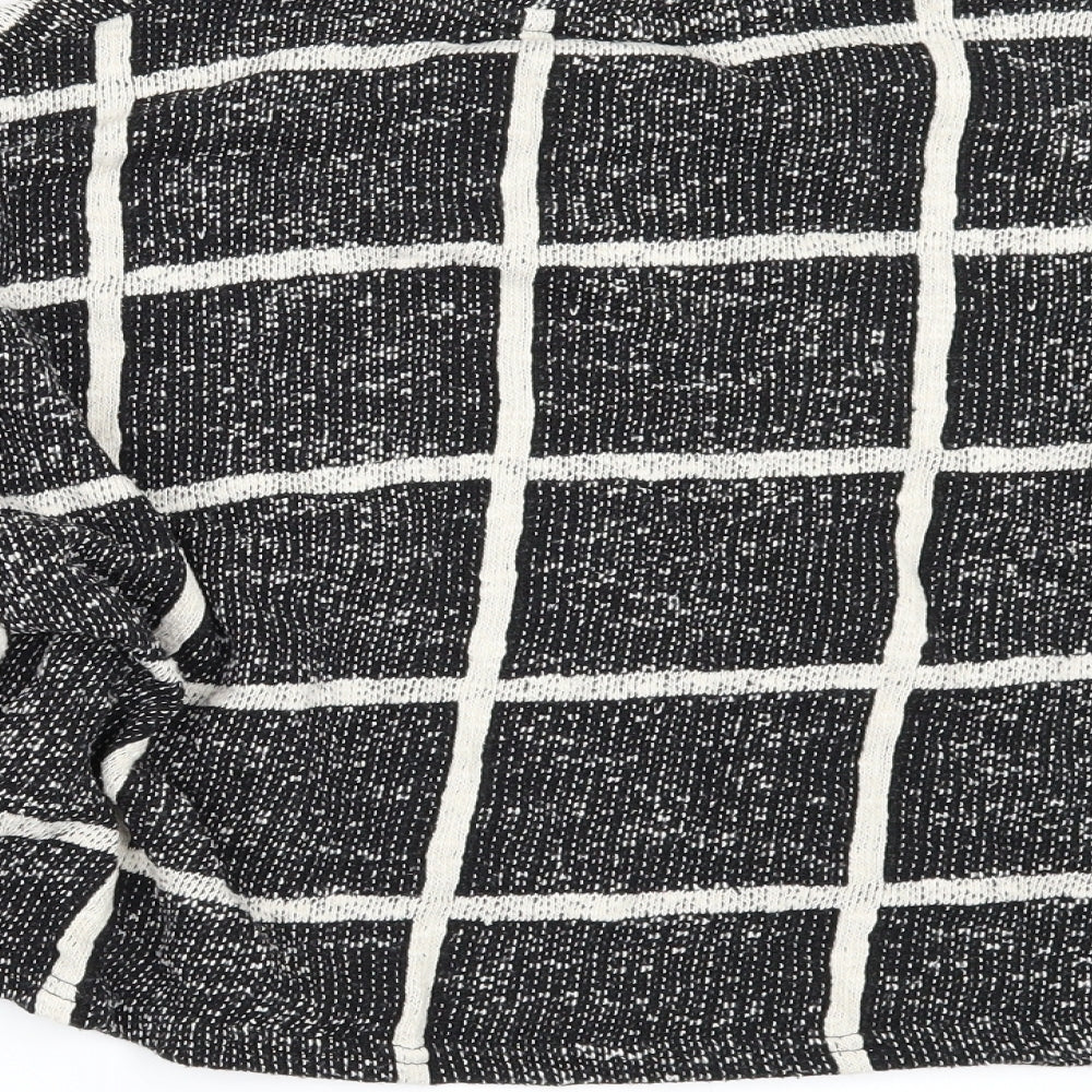 New Look Womens Black Check Pullover Sweatshirt Size M - CROPPED