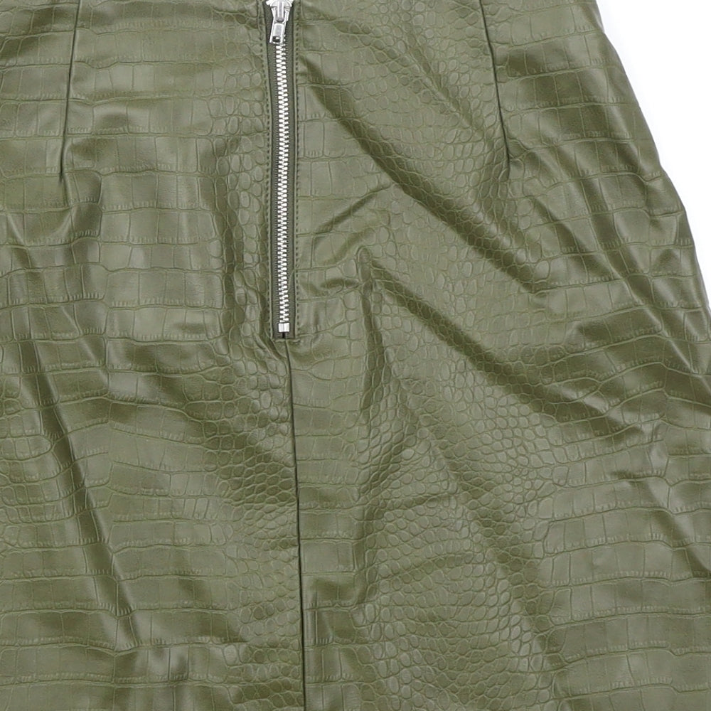 Primark Womens Green Animal Print A-Line Skirt Size 4