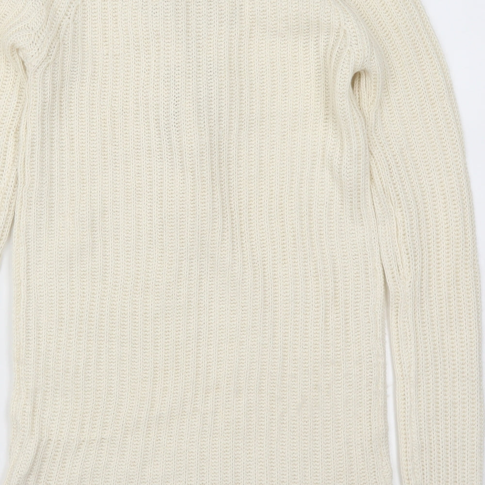 Brave Soul Womens Beige Pullover Jumper Size 8 - Cream Lace Up