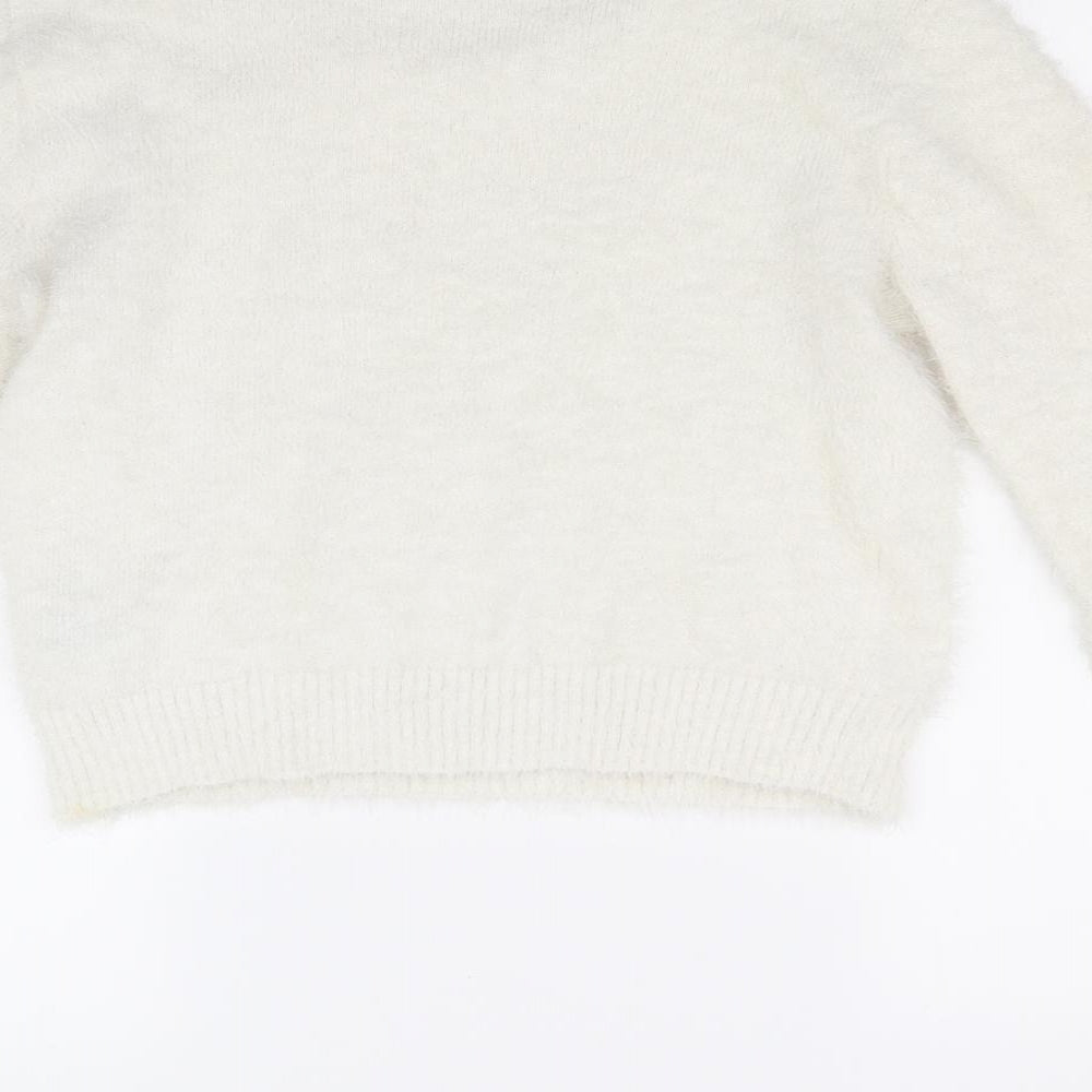Divided Womens White Pullover Jumper Size XS