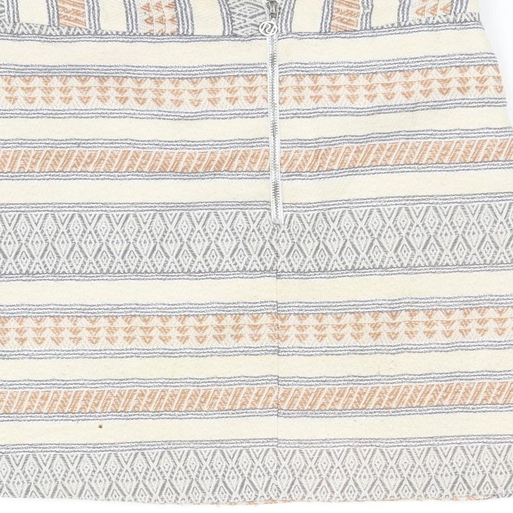 River Island Girls White Geometric Flare Skirt Size 12 Years