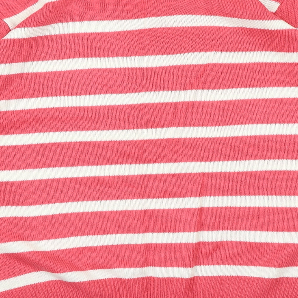 EWM Womens Pink Striped Knit Pullover Jumper Size 14
