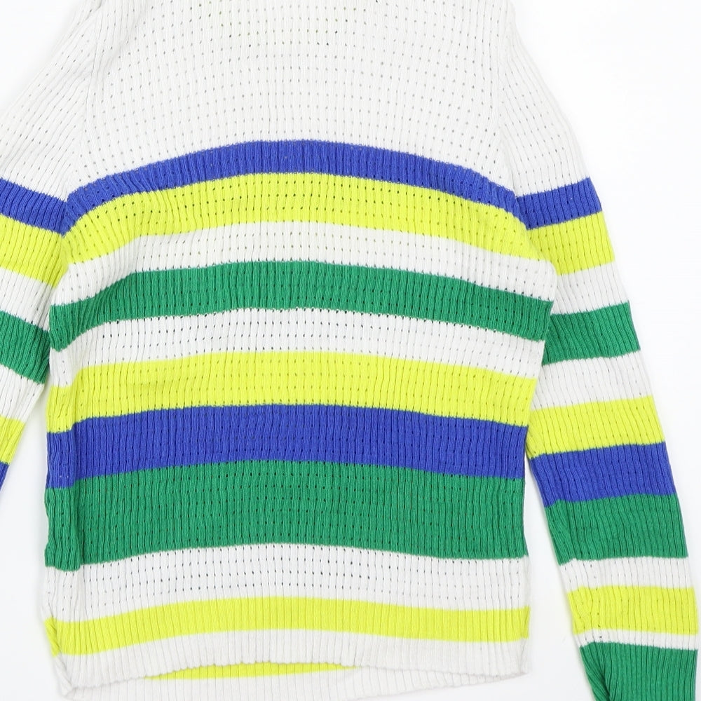 Stradivarius Womens White Striped Knit Pullover Jumper Size S