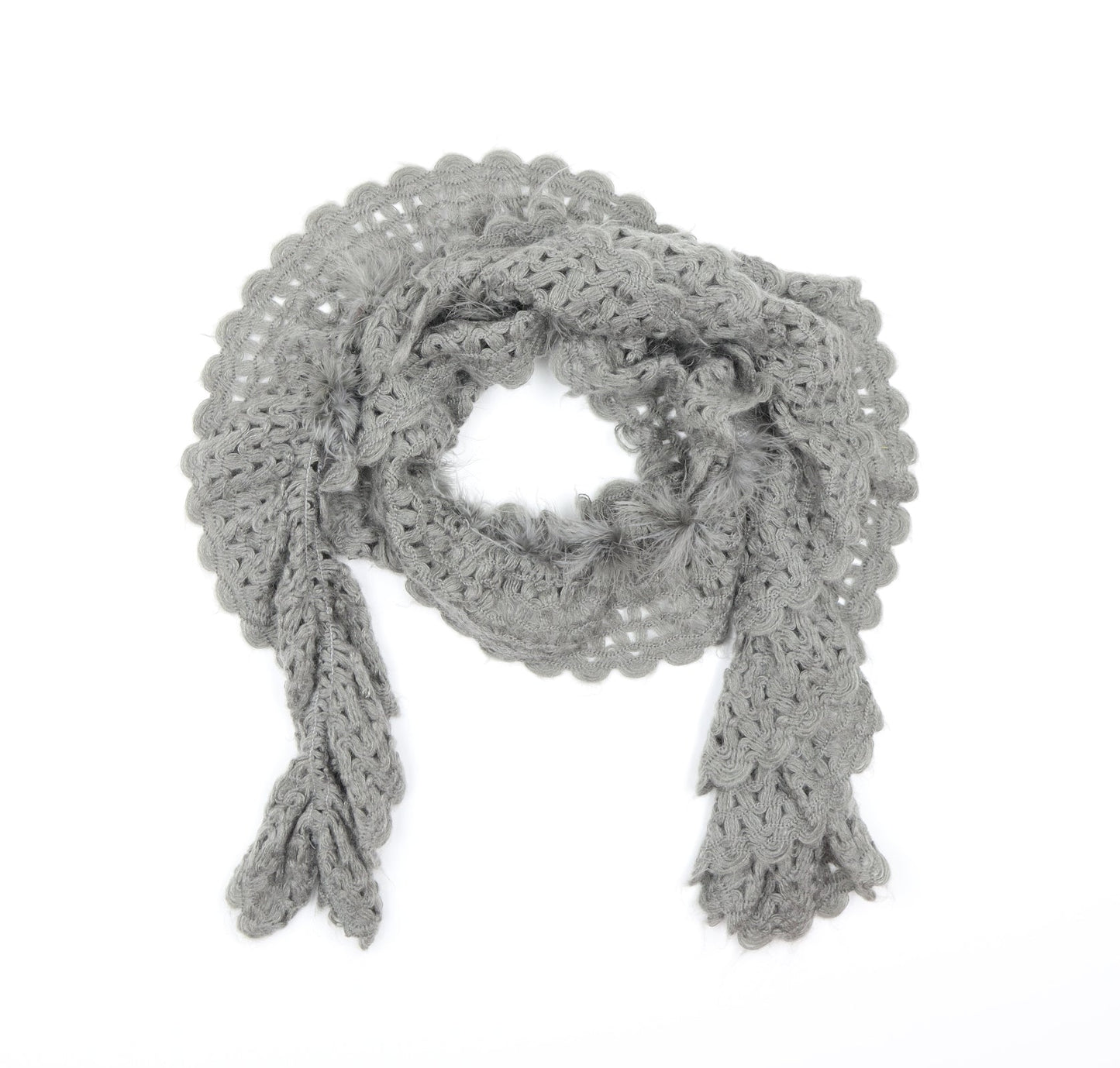 Preworn Womens Grey Knit Scarf