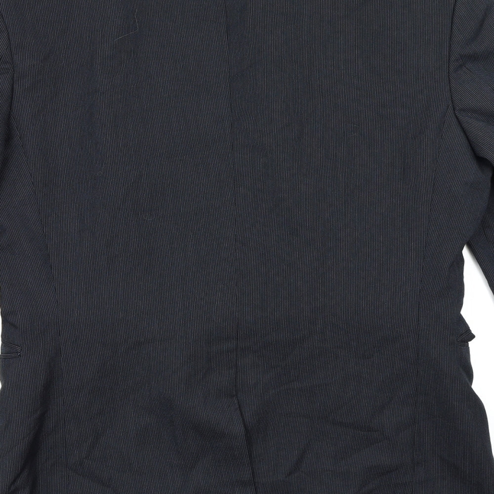 George Mens Blue Striped Rayon Jacket Suit Jacket Size 38