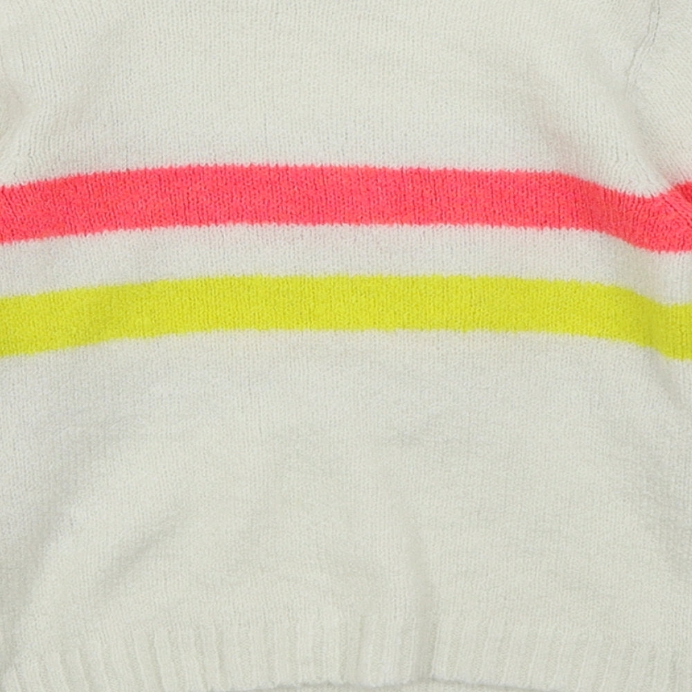 M&Co Girls White Striped Pullover Jumper Size 3-4 Years