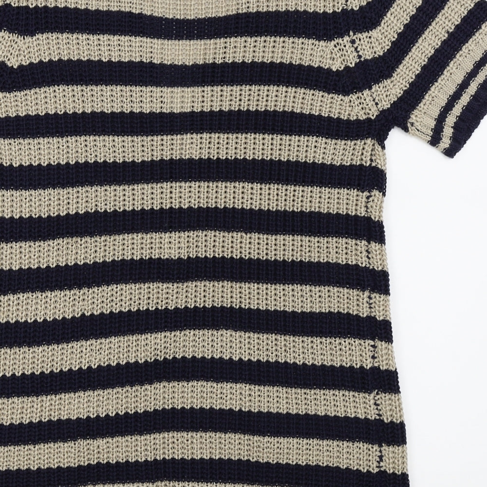 intuition Womens Beige Striped Cardigan Jumper Size M