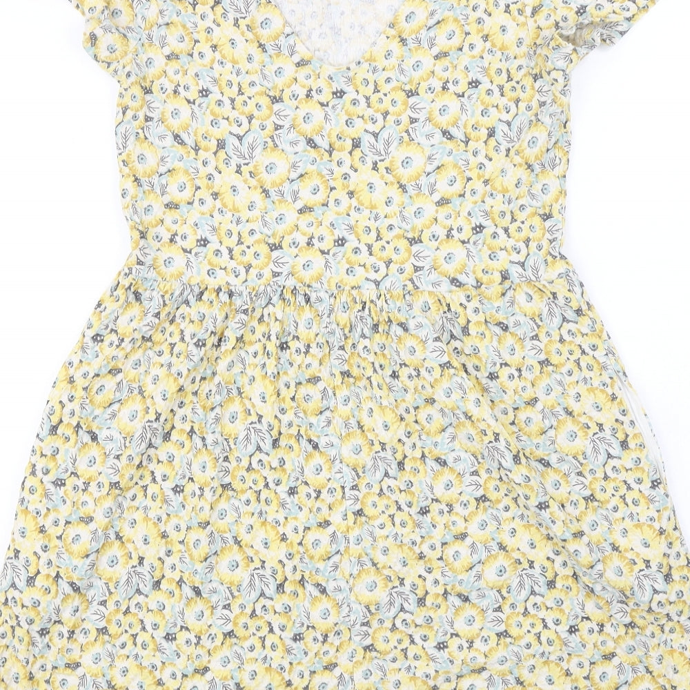 NEXT Womens Yellow Floral A-Line Size 12
