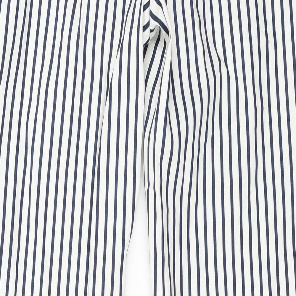 H&M Womens White Striped Trousers Size 6 L26 in