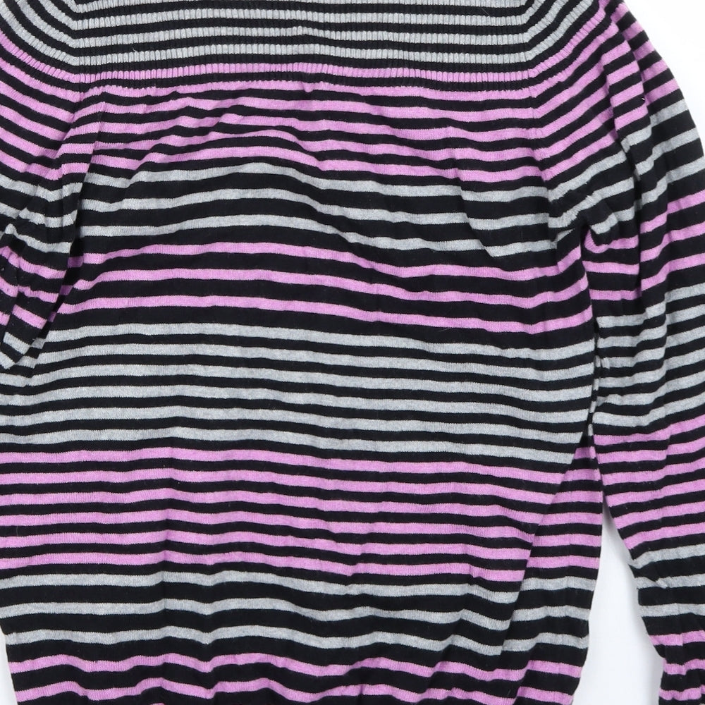 pep& co Womens Black Striped Pullover Jumper Size 14