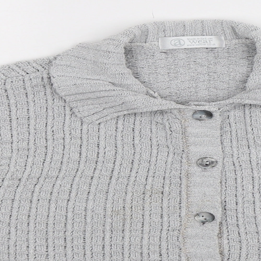 A Wear Womens Grey Knit Cardigan Jumper Size M