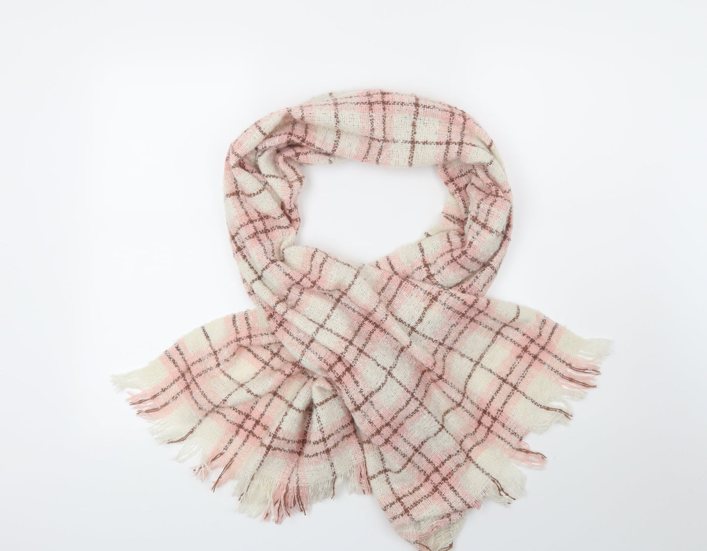 Preworn Womens Beige Check Scarf