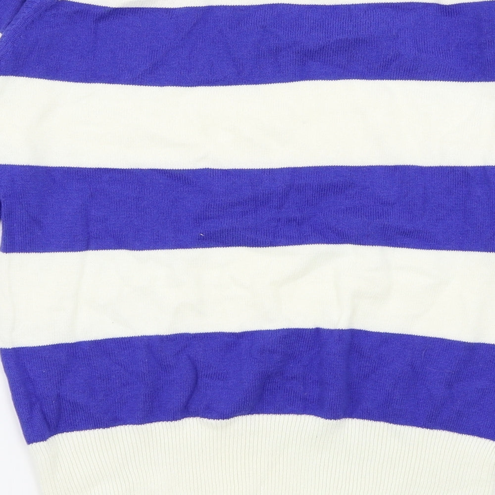 Voi Womens White Striped Pullover Jumper Size 8