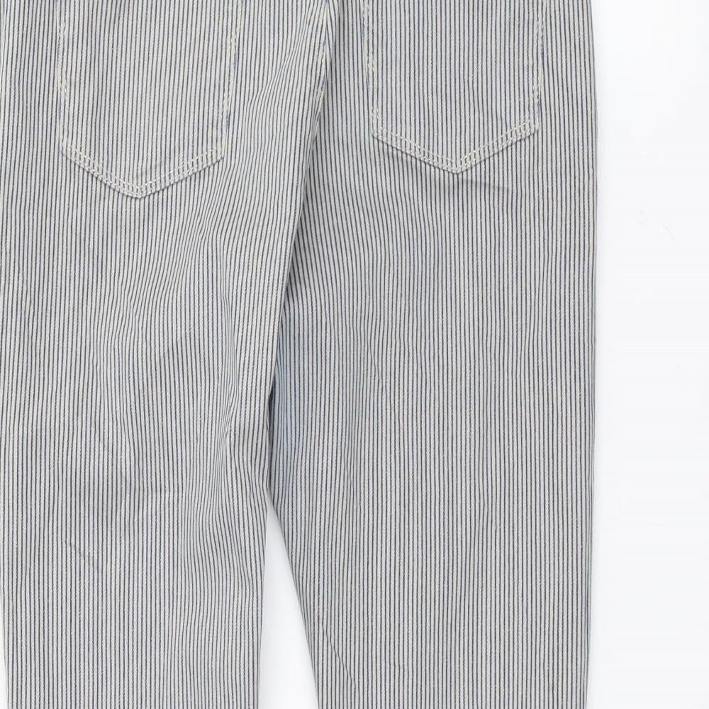 Marks and Spencer Womens White Striped Skinny Jeans Size 10 L25 in
