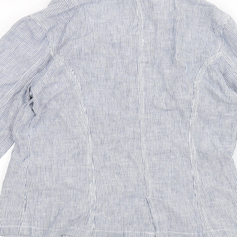 M&Co Womens Blue Striped Jacket Size 8
