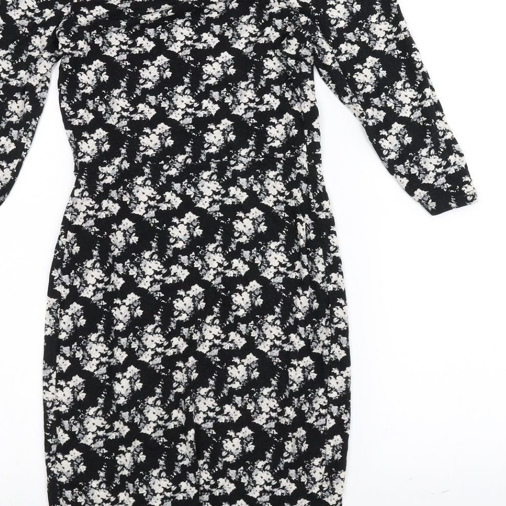 Warehouse Womens Black Floral Pencil Dress Size 8
