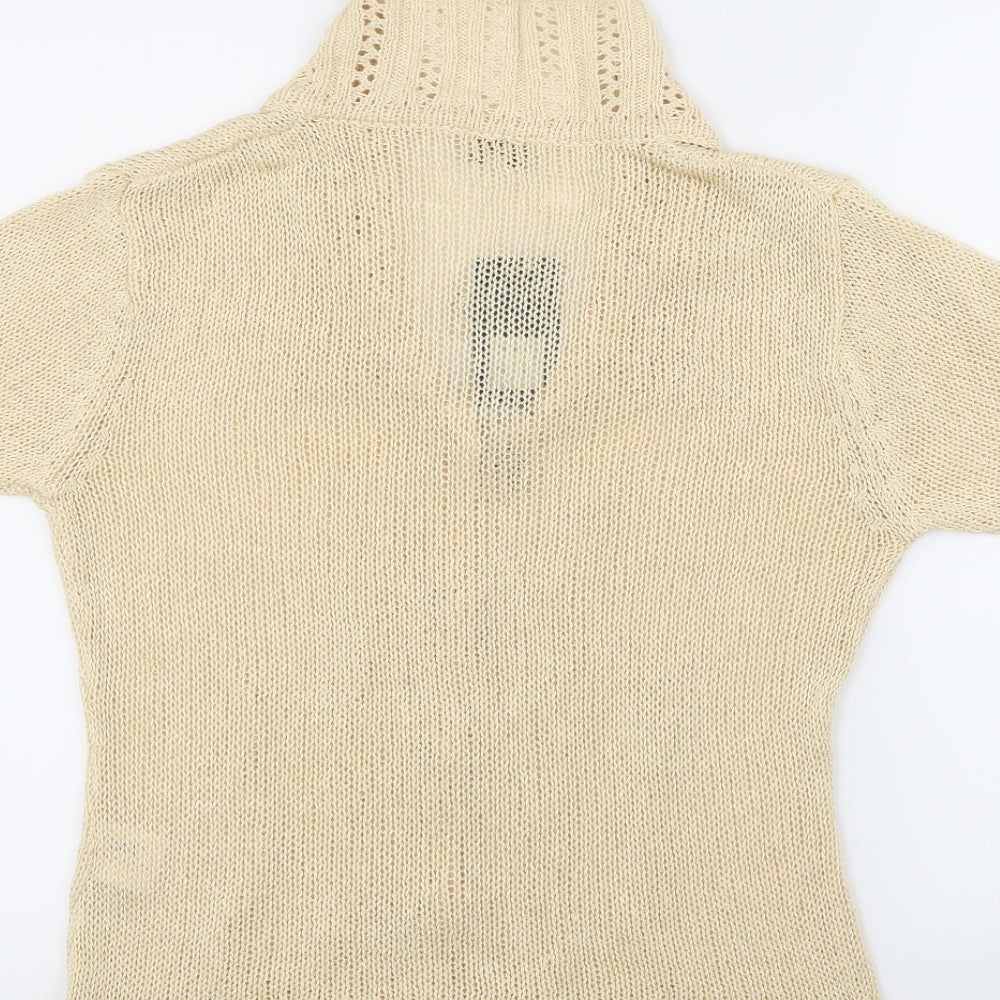 Anne Smith Womens Beige Cardigan Jumper Size L - Leaf details on poppers