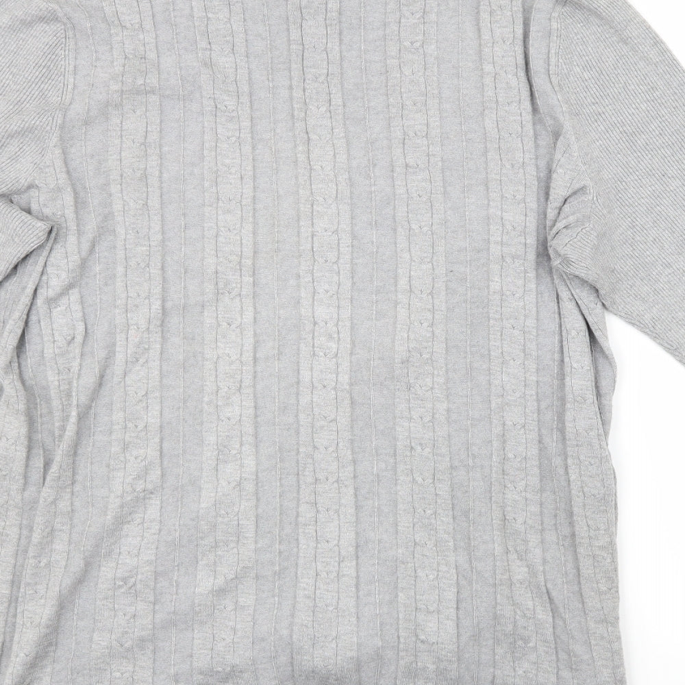 BM Collection Womens Grey Striped Cardigan Jumper Size XL