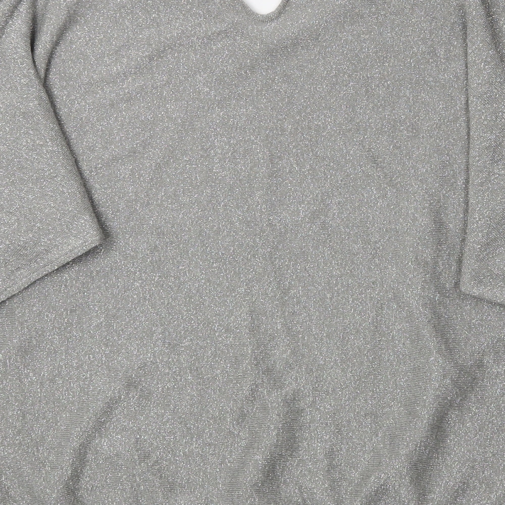Encuentro Womens Silver Basic Blouse Size M