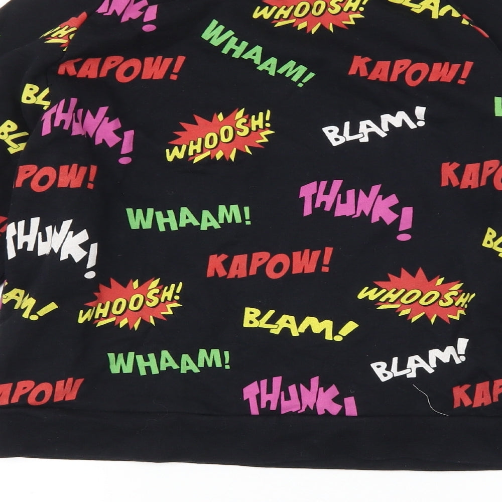 Topshop Womens Black Pullover Sweatshirt Size 10 - slogan