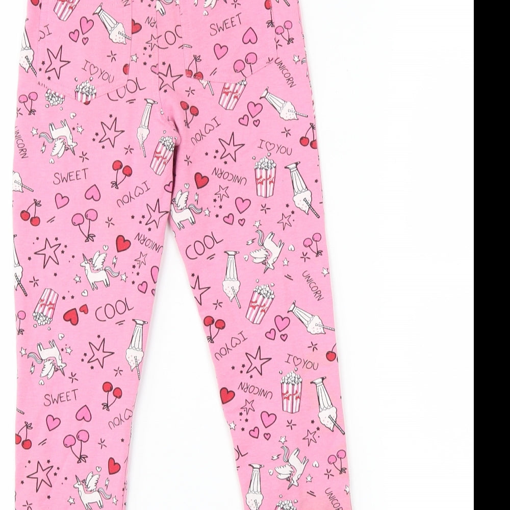 Matalan Girls Pink Chino Trousers Size 7 Years - unicorn