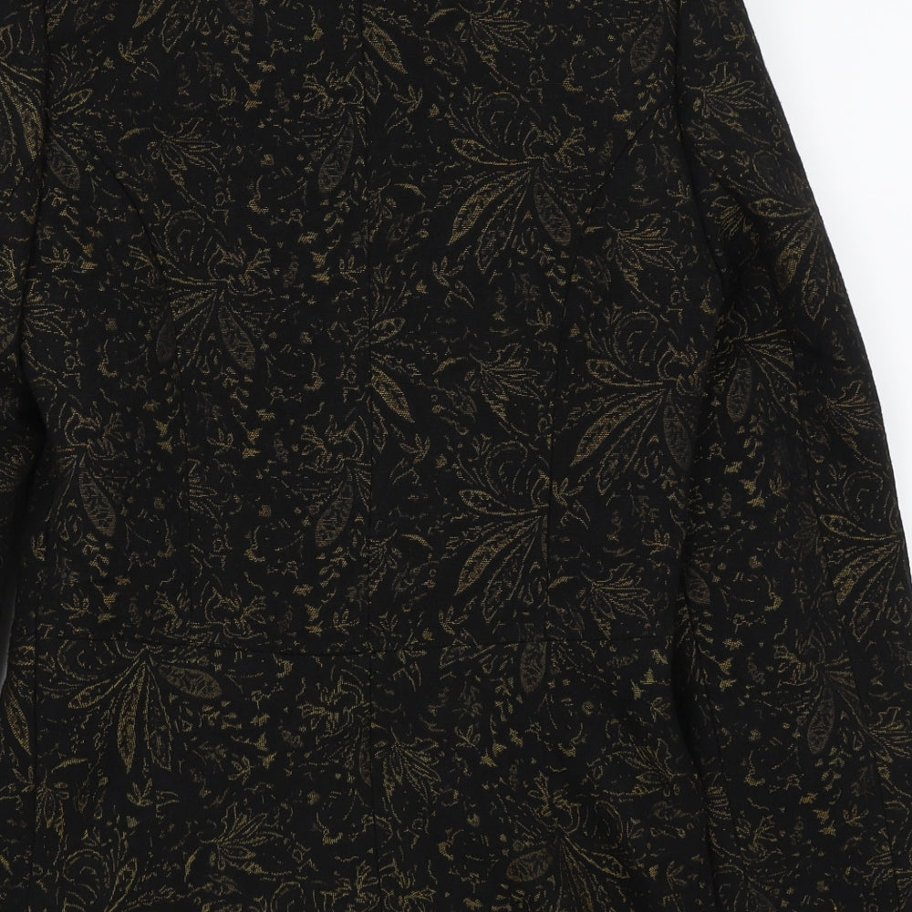 fae brains Womens Black Floral Jacket Blazer Size 8