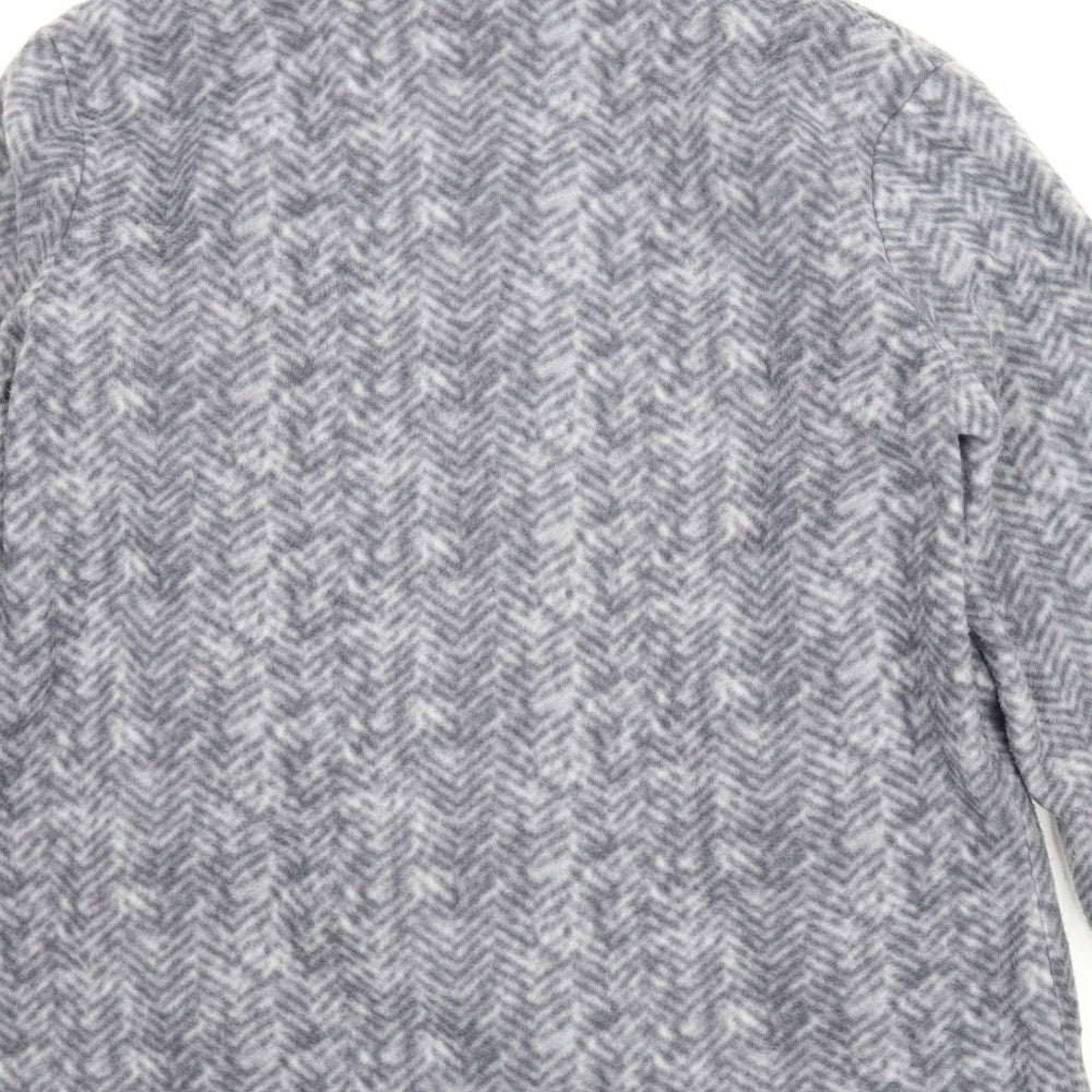 Anne De Lancay Womens Grey Herringbone Fleece Jacket Size S