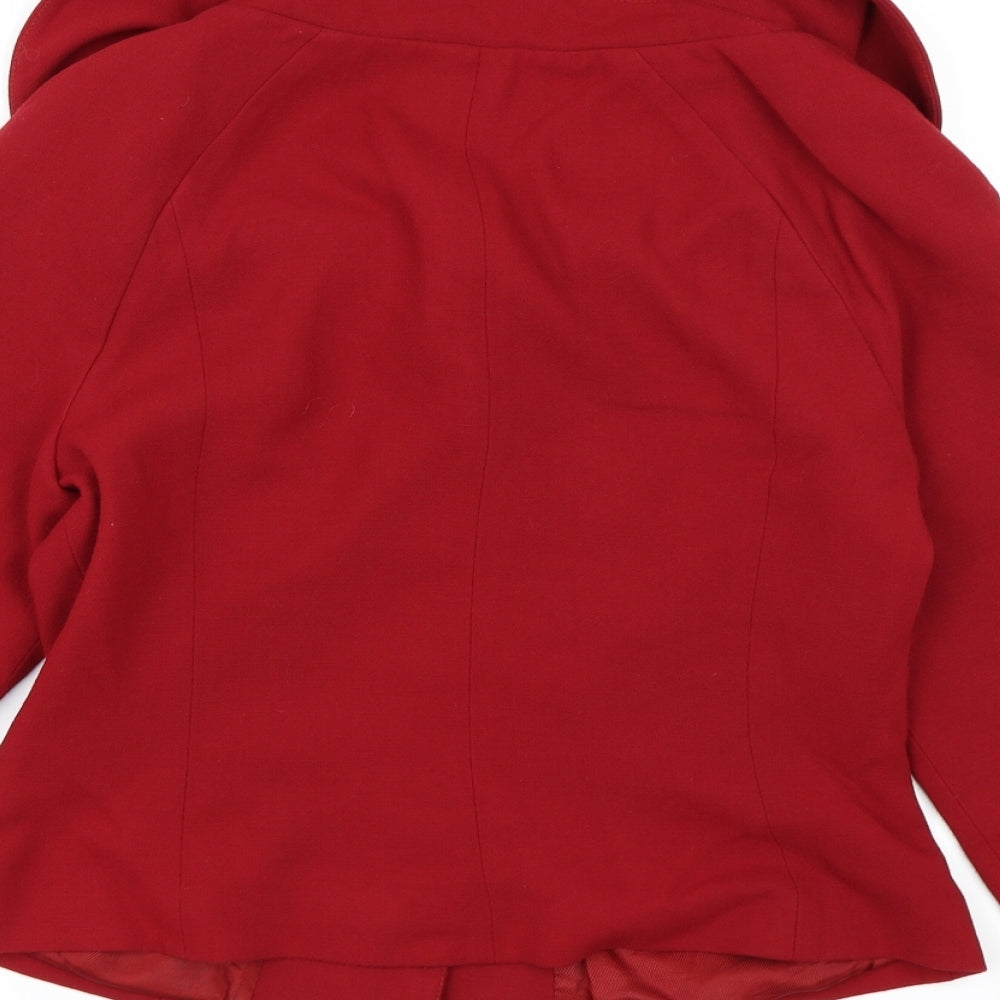 Wallis Womens Red Pea Coat Coat Size 10