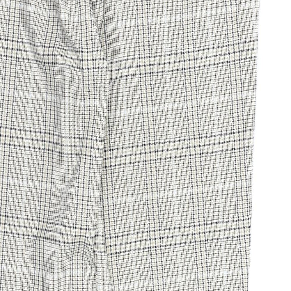 Bershka Mens Beige Check Dress Pants Trousers Size S L26 in