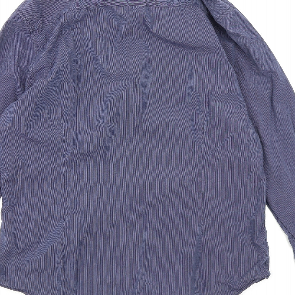 Burton London Mens Blue Striped Button-Up Size M