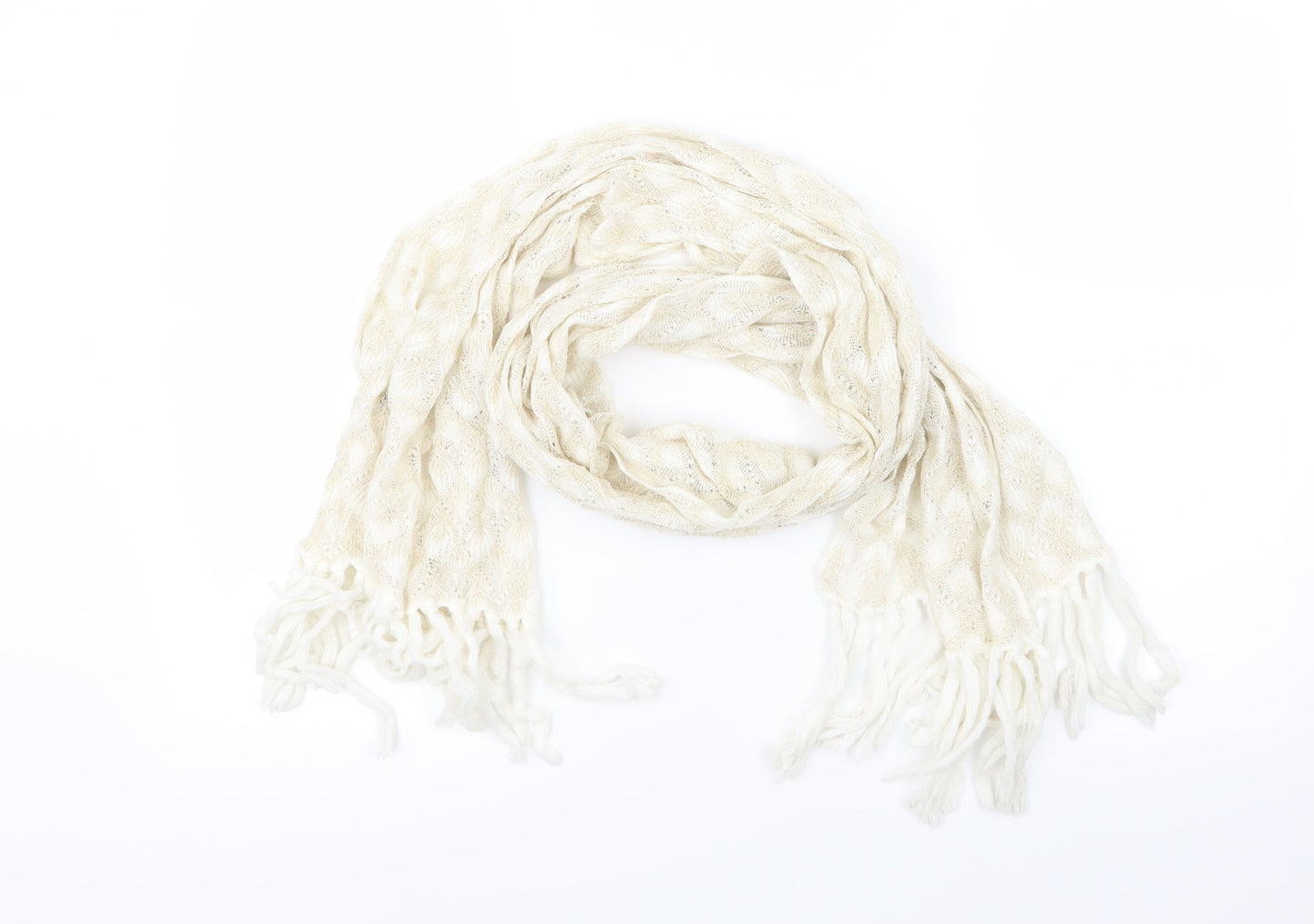 Foreign Womens Gold Geometric Knit Scarf