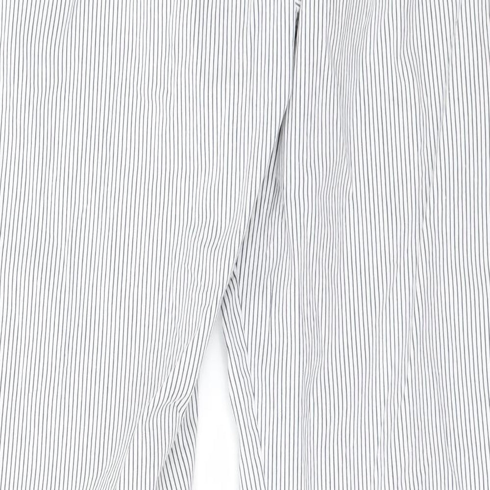 Marks and Spencer Womens White Striped Trousers Size 14 L28 in