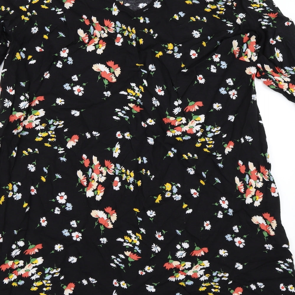Papaya Womens Black Floral Shift Size 14