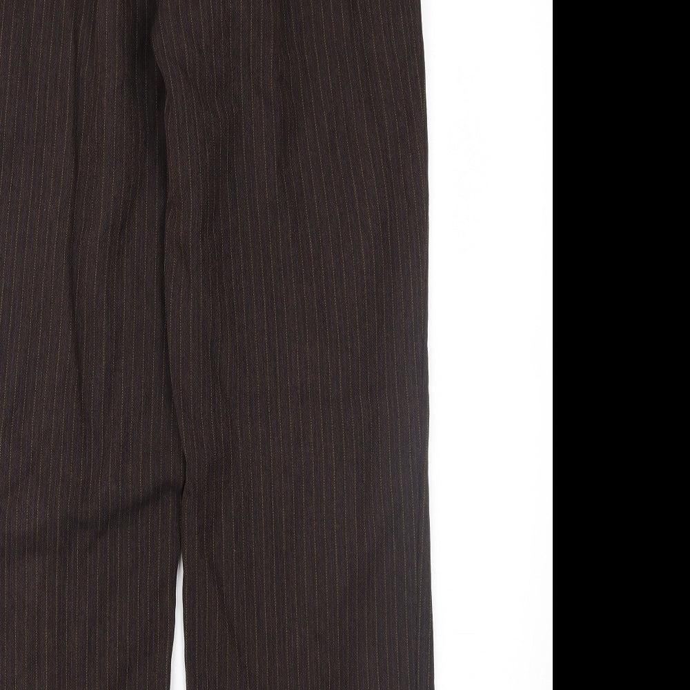 Marks and Spencer Womens Brown Striped Trousers Size 12 L26 in