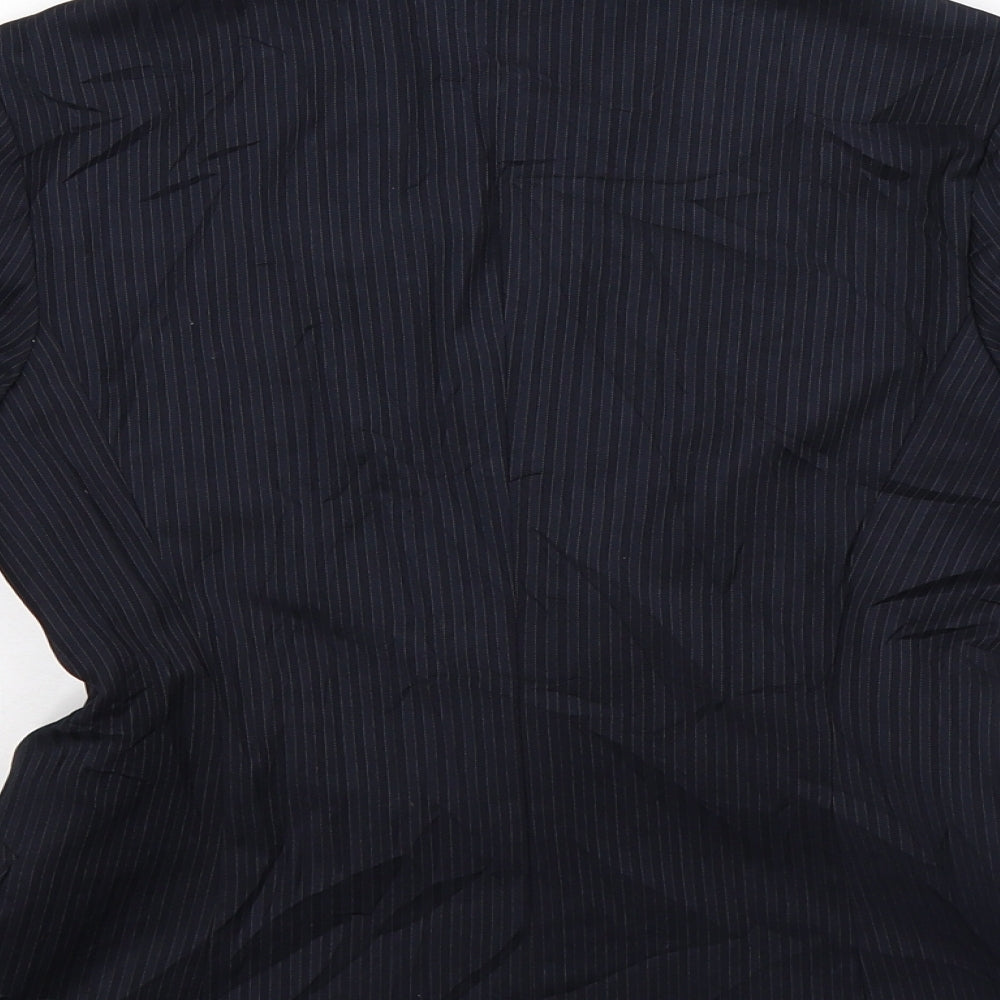 Indivia Womens Blue Striped Jacket Suit Jacket Size 10