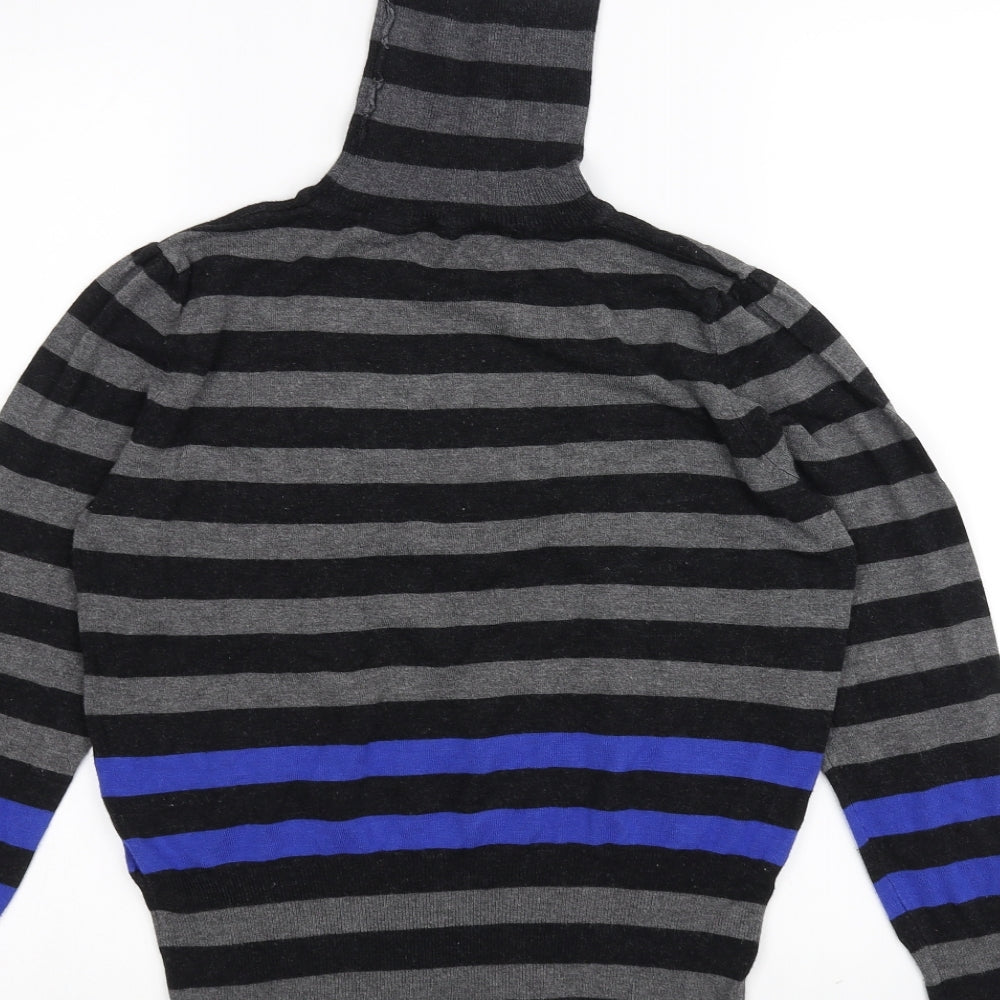 Dorothy Perkins Womens Grey Striped Basic T-Shirt Size 14