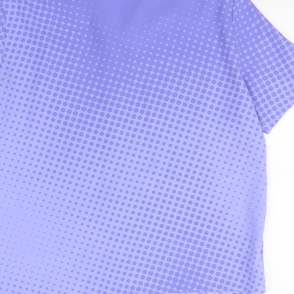 Preworn Womens Purple Polka Dot Basic Button-Up Size 12